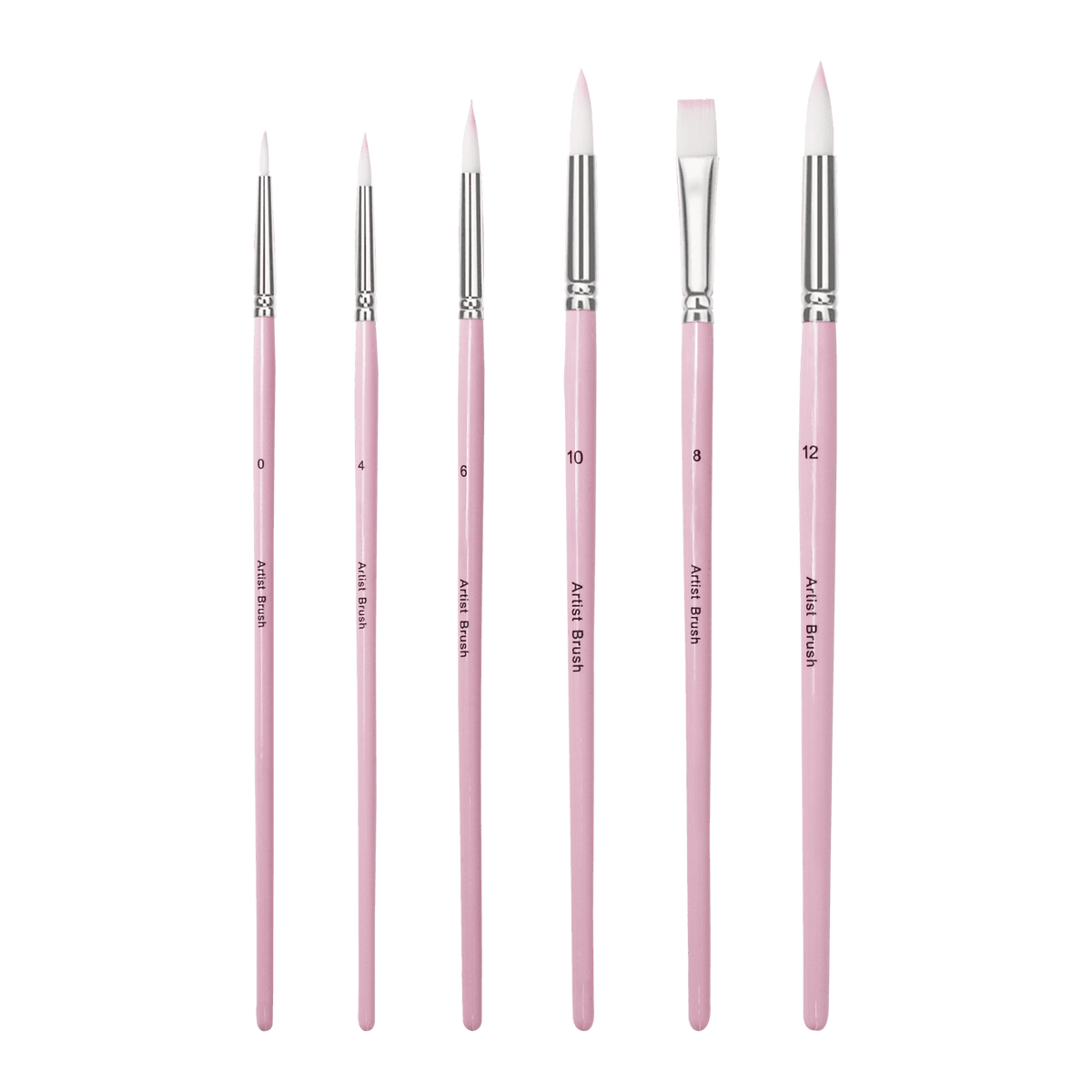 Essential 6-piece multisize paint brush set with wooden handles