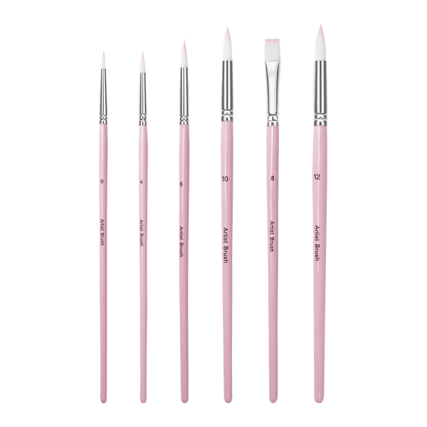 Essential 6-piece multisize paint brush set with wooden handles