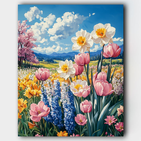 Tulips and Daffodils in Harmony – Paint by Numbers