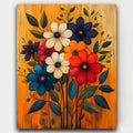 Autumn Whispers folk art paint by numbers kit of bold florals in warm, earthy fall colors