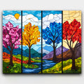 Seasons of Glass stained glass style paint by numbers kit showing spring, summer, fall and winter