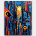 Urban Eyes paint by numbers kit of a surreal city skyline with watching eyes in vivid colors