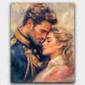 A Portrait of Passion paint by numbers kit of a romantic embrace painted in rich, expressive strokes