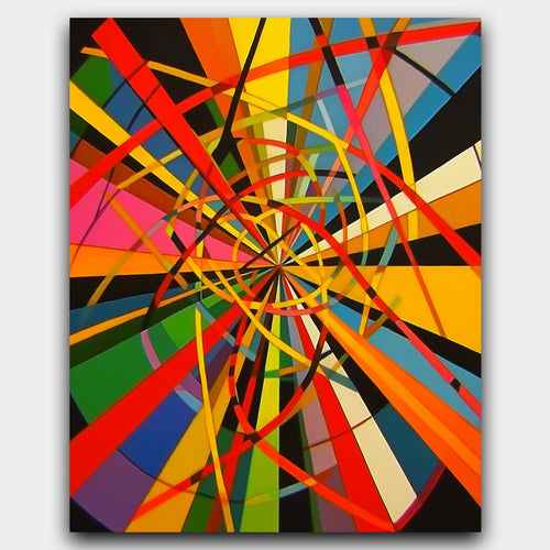 Chaos in Motion abstract mandala paint by numbers kit of a vibrant geometric whirlwind of color