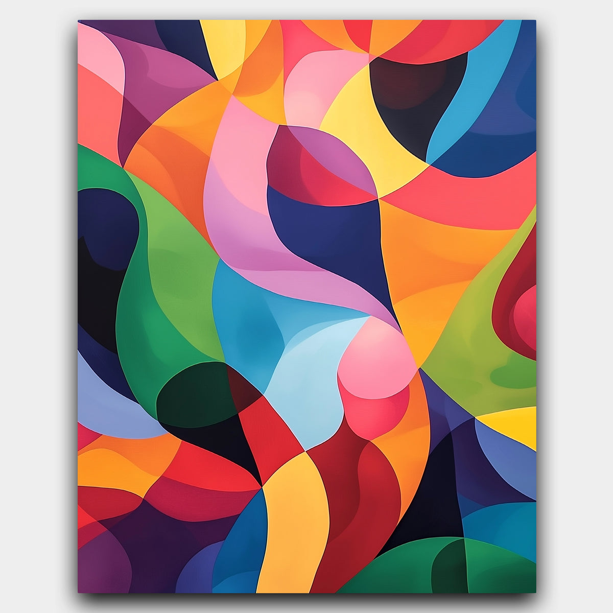 Chromatic Flow abstract paint by numbers kit of vibrant swirling curves in bold expressive colors