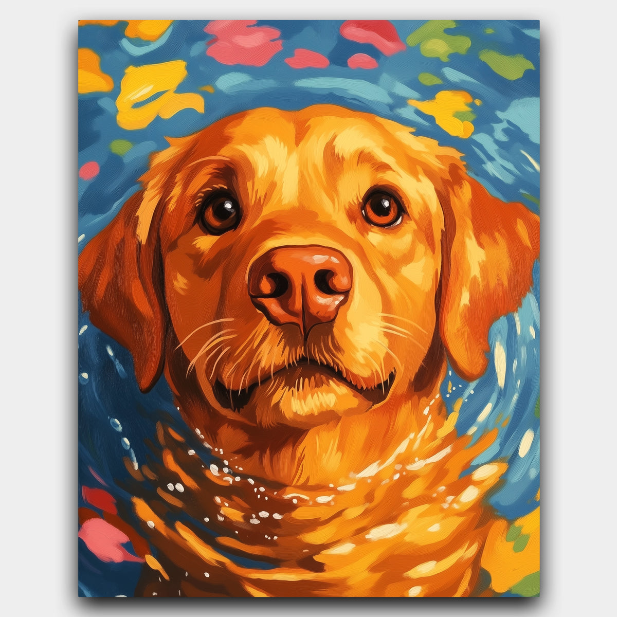 Pup in Colorful Waters