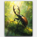 Majestic Stag Beetle paint by numbers kit of a stag beetle on the forest floor in natural sunlight
