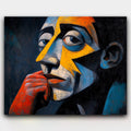 Mind in Motion paint by numbers kit of a cubist portrait inspired by Picasso, with sharp geometric shapes