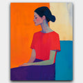 Quiet Pause paint by numbers kit of a woman in profile painted in flat blocks of vibrant color