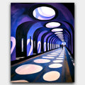 Infinity Corridor paint by numbers kit of a surreal Art Deco station with flowing light and bold geometry