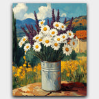 Wildflowers of the Valley paint by numbers kit of a rustic bouquet of daisies and lavender