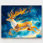Boundless Spirit paint by numbers kit of a magical flying deer under a starry watercolor sky