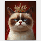 Royal Grump paint by numbers kit of a grumpy cat wearing a royal crown