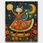 The Cat Who Dreamed paint by numbers kit of a joyful cat dancing under the stars