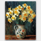 Daffodils in Porcelain paint by numbers kit of a daffodil bouquet in a vintage pitcher