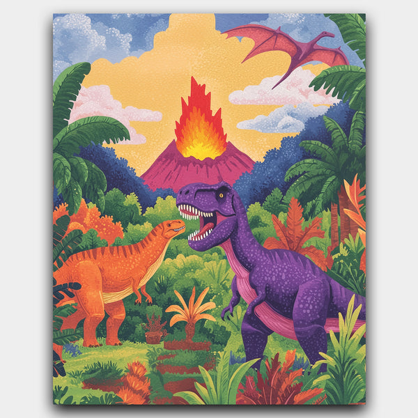 Jurassic Clash Beneath the Volcano