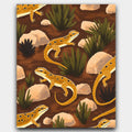 Desert Explorers on the Rocks paint by numbers kit of golden frilled-neck lizards among desert rocks
