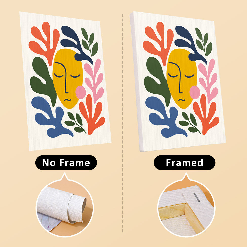 Abstract Figures mini canvas shown rolled without a frame and pre-stretched on a frame
