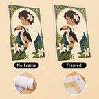 Art Nouveau Muses mini canvas shown rolled without a frame and pre-stretched on a frame
