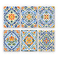 Azulejo Tiles mini paint by numbers set: six ornate tile patterns in cobalt blue, orange and green
