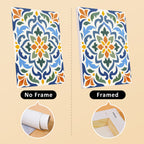 Azulejo Tiles mini canvas shown rolled without a frame and pre-stretched on a frame