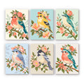 Blossom Birds mini paint by numbers set: six designs of songbirds perched on flowering branches