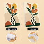 Boho Botanica mini canvas shown rolled without a frame and pre-stretched on a frame
