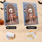 Boho Skeleton Hideaways mini canvas shown rolled without a frame and pre-stretched on a frame