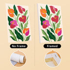 Bold Botanicals mini canvas shown rolled without a frame and pre-stretched on a frame
