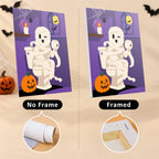 Boo Bathroom Buddies mini canvas shown rolled without a frame and pre-stretched on a frame