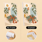 Book Lover's Corner mini canvas shown rolled without a frame and pre-stretched on a frame