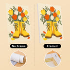 Boot Bouquets mini canvas shown rolled without a frame and pre-stretched on a frame