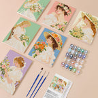 Bouquet Belles mini paint by numbers kit with six numbered canvases, acrylic paints, brushes and layout