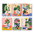 Bright Interiors mini paint by numbers set: six colorful still lifes with vases, fruit bowls, plants and flowers