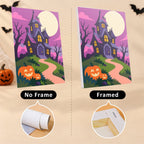 Candy Sky Halloween mini canvas shown rolled without a frame and pre-stretched on a frame