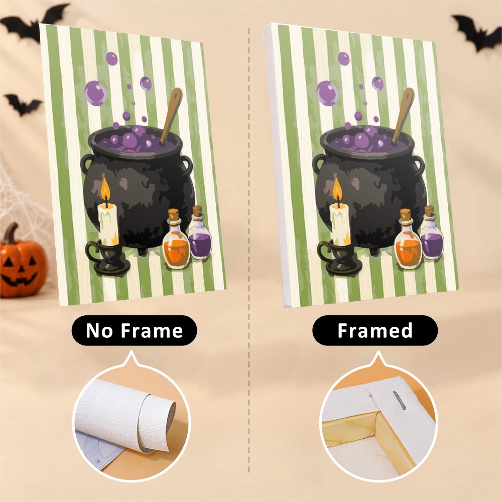 Candy Stripe Spooks mini canvas shown rolled without a frame and pre-stretched on a frame
