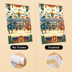 Castles & Knights mini canvas shown rolled without a frame and pre-stretched on a frame