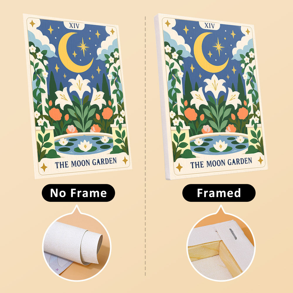 Celestial Cards mini canvas shown rolled without a frame and pre-stretched on a frame