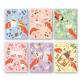 Cheers and Treats mini paint by numbers set: six pastel designs of hands toasting with coffee, cake, champagne, wine, martinis and a cheese board