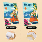 Classic Car Getaways mini canvas shown rolled without a frame and pre-stretched on a frame