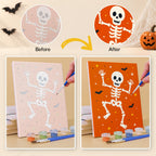 Before and after of a Classic Halloween mini paint by numbers canvas
