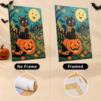 Classic Monster Moon mini canvas shown rolled without a frame and pre-stretched on a frame