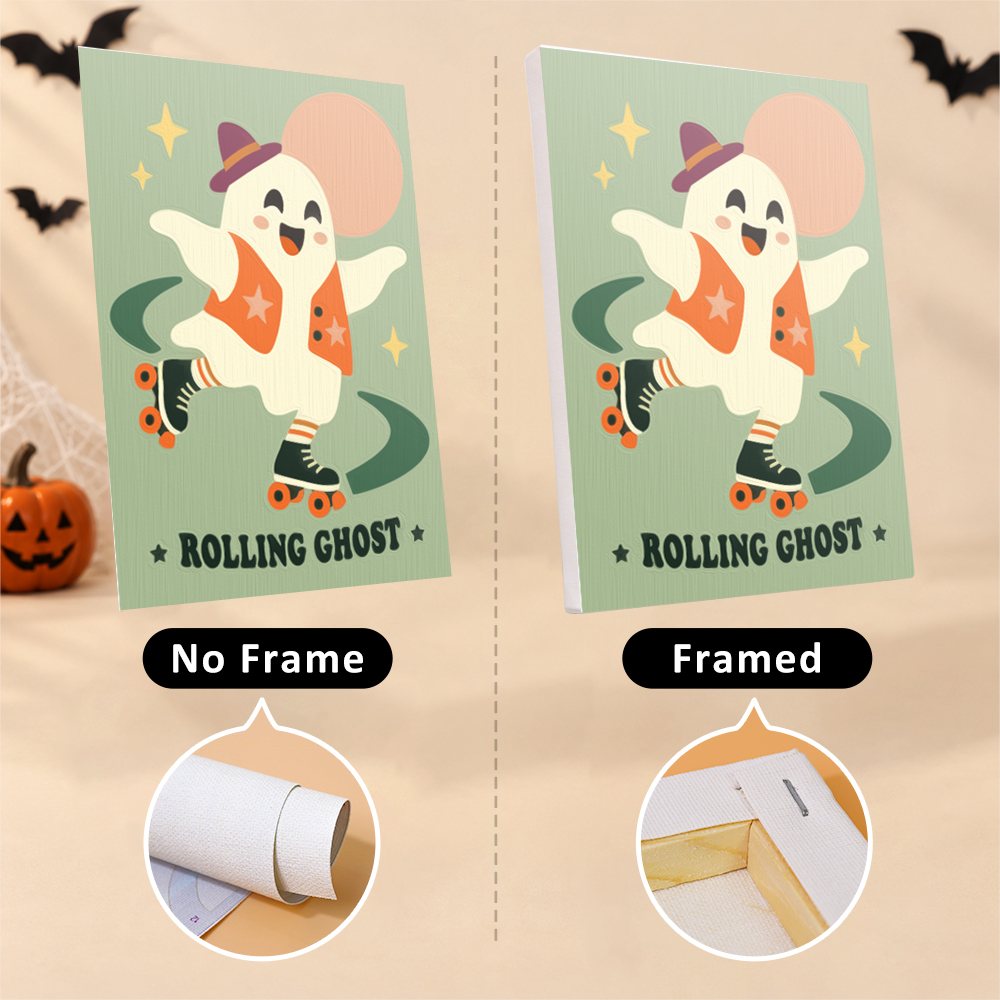 Cosmic Costume Characters mini canvas shown rolled without a frame and pre-stretched on a frame
