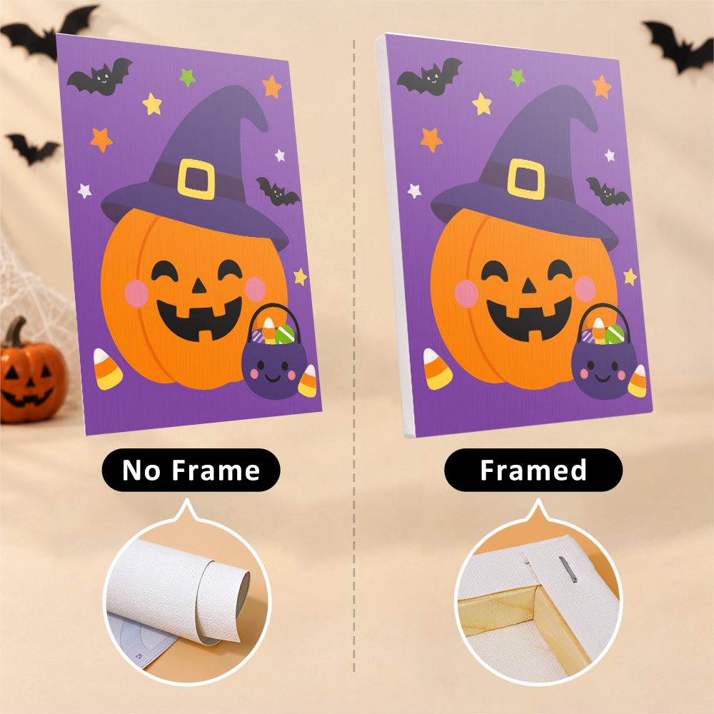 Costume Cuties mini canvas shown rolled without a frame and pre-stretched on a frame