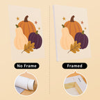 Cozy Fall mini canvas shown rolled without a frame and pre-stretched on a frame
