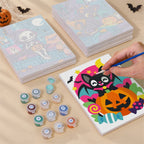Cozy Haunted Home mini canvas shown rolled without a frame and pre-stretched on a frame
