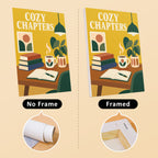 Cozy Reading Nook mini canvas shown rolled without a frame and pre-stretched on a frame
