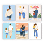Dad and Me mini paint by numbers set: six minimalist scenes of a father and son together