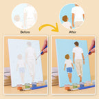 Before and after of a Dad and Me mini paint by numbers canvas