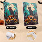 Dark Harvest Folk Art mini canvas shown rolled without a frame and pre-stretched on a frame